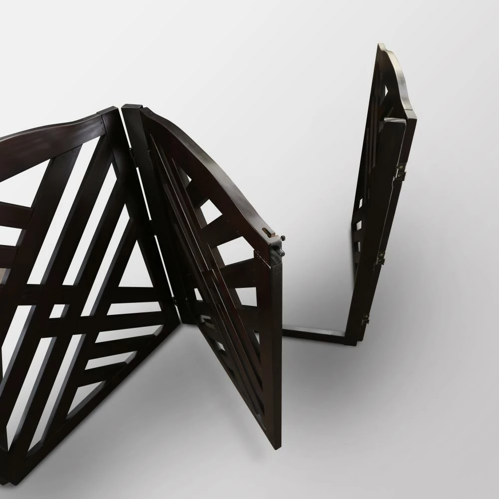 Casual Home Pet Gates Freestanding Brown Wood Pet Gate 5 Casual Home Pet Gates Freestanding Brown Wood Pet Gate - Image 3