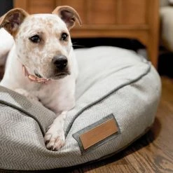 The Houndry Pet Beds Foggy Feline Sunbrella Acrylic Fabric Round 24-in x 24-in Dog Bed (For Small) -Animal & Pet Care Online Shop 11170264