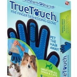 True Touch Pet Grooming Tools Pet de-shedding glove Blue Dog/Cat Grooming Mitt