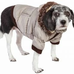 Pet Life Pet Clothing Metallic Fashion Pet Parka Coat X-large (91- 110-lb)Metallic Grey Dog/Cat Coat