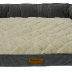 DMC Pet Beds Gray/White Faux Fur Rectangular 40-in x 30-in Dog/Cat Bed (For Any)