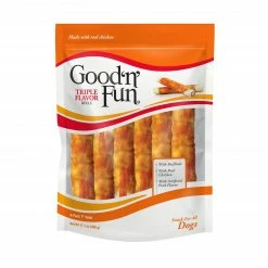 Good 'n' Fun Pet Treats Triple Flavor-Roll Rawhide Chews for Dog Chicken Flavor