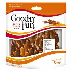 Good 'n' Fun Pet Treats Triple Flavor Kabobs Rawhide Chews for Dog Variety Flavor (36-Count)