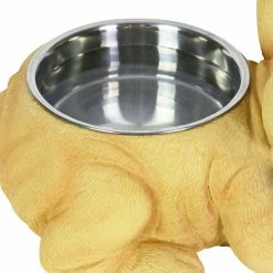 Exhart Food & Water Bowls French Bulldog, 12 by 6 Inches Tan Bulldog Bowl, Yellow -Animal & Pet Care Online Shop 44883484